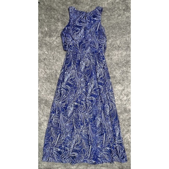 Rabbit Rabbit Rabbit Designs Sheer Maxi Dress Women’s 8 Blue Long Floral Lined - Picture 3 of 17